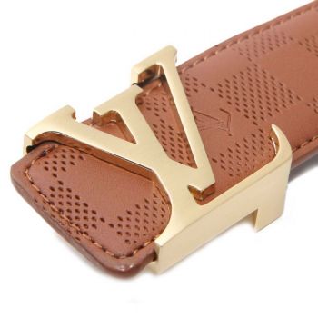 LOUIS VUITTON GOLD INITIALES BUCKLE - BROWN DAMIER EMBOSSED 706
